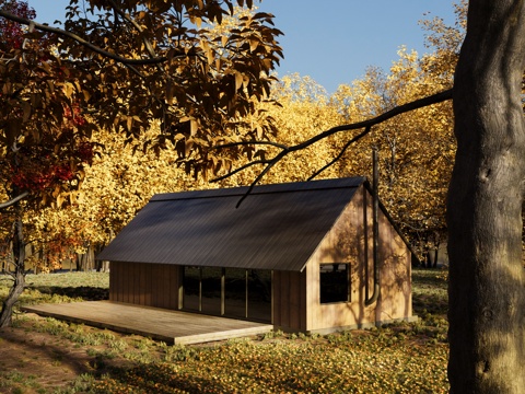 Modern Primeval Forest Cabin Natural Wild Field Building Wooden House Wooden House Combination