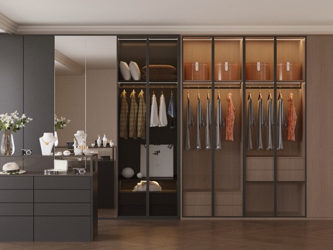 Modern Italian Wardrobe Affordable Luxury Style Italian Wardrobe Glass Wardrobe Island Table Cloakroom Bedroom Wardrobe