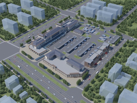 Chinese-style Building Passenger Station Bus Station Supporting Commercial Photovoltaic Car Shed