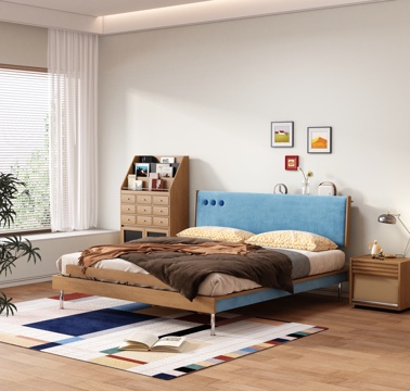 Modern Barhaus Double Bed Solid Wood Double Bed Antique Double Bed Solid Wood Bedside Table