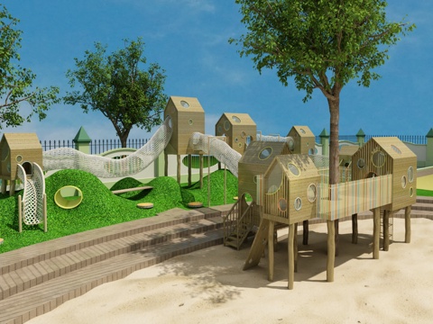 Children's Paradise Kindergarten Activities Paradise Wooden House Children Climbing
