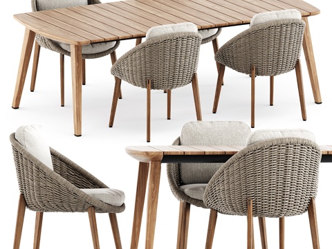New Chinese Log Outdoor Dining Table and Chair