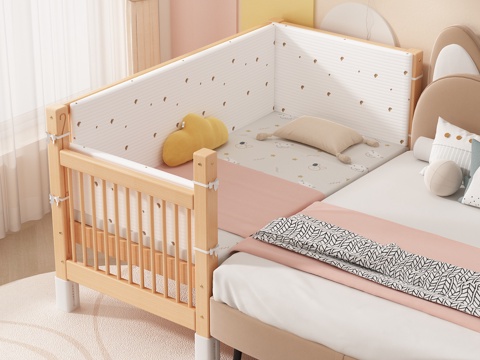 Splicing Bed kids Bed Crib Lifting Guardrail Bed Pillow