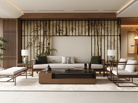 New Chinese Zen Living Room Song Living Room Sofa Coffee Table