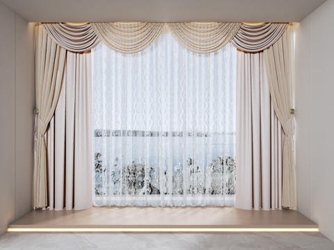 French Curtain Cream Curtain French Middle Gauze Curtain Solid Color Curtain