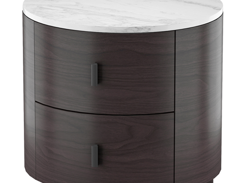 Modern Italian Round Solid Wood Bedside Table
