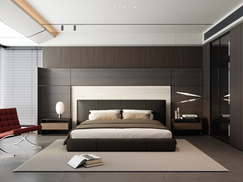 Italian Minimalist Bedroom Master Bedroom Bay Window Bedroom No Main Lamp Bedroom