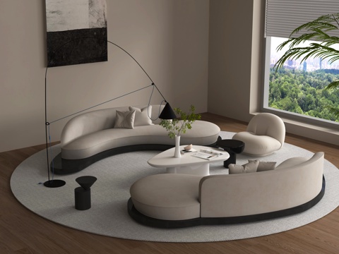 Sectional Sofa Sofa Coffee Table Multi-person Sofa Curved Sofa