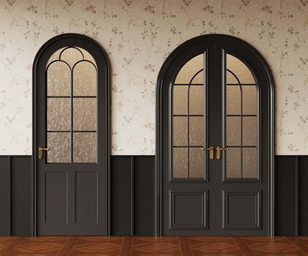 French double door glass single door curved glass double door