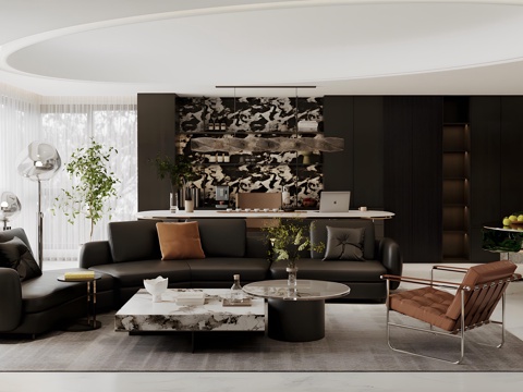 Modern Italian Living&Dining Room Affordable Luxury Style Italian Guest DiningRoom High-class Grey Guest Restaurant Black and White Grey Guest Restaurant