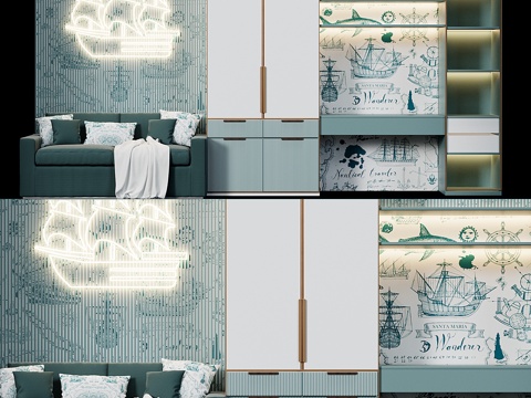 Modern Nordic kids Bedroom Bookcase