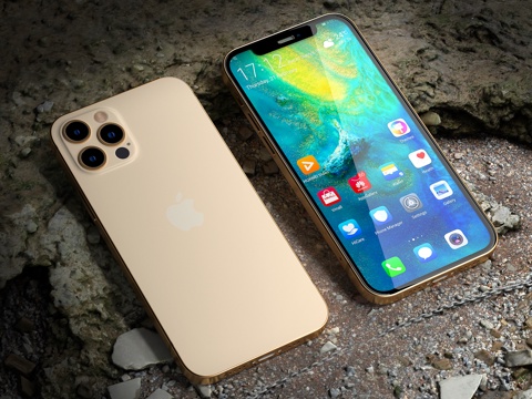 Apple mobile phone iPhone ground concrete ground mobile phone scene