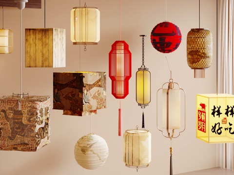 New Chinese Lantern Oil Paper Lantern Market Hot Pot DiningRoom Lantern Bamboo Lantern Bamboo Wire Catering Lantern