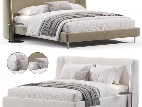 Modern Italian Cream Style Fabric Double Bed