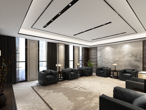 New Chinese Reception Room Carpet Desk Lamp Business Sofa