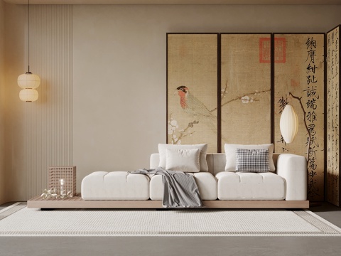 Multi-person Sofa Neo-Chinese Style Multi-person Sofa Straight Row Sofa Screen