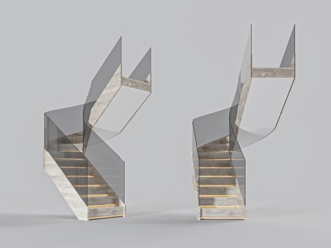 Modern glass handrail staircase