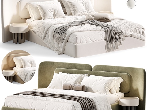 Modern Italian Cream Style Fabric Double Bed