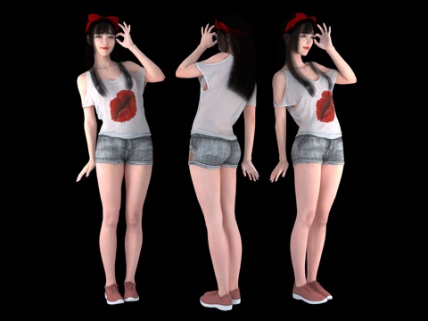 Cute Student Woman Beauty Female Character Cartoon Anime Girl Model Little Sister Bow