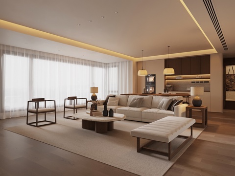 New Chinese Living&Dining Room Song's Aesthetics