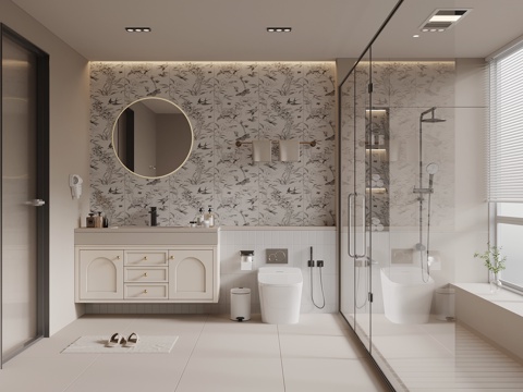 French Cream Style Bathroom Cabinet Toilet