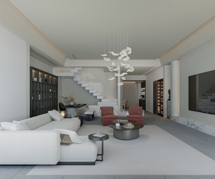 Modern Italian Villa Living Room Open Tea Room Sofa Coffee Table Combination MINOTTI