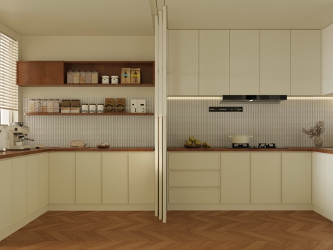 Vintage Middle Ancient Open Kitchen Vintage Cream Style Kitchen Kitchen Supplies Combination Mid-century Style Kitchen