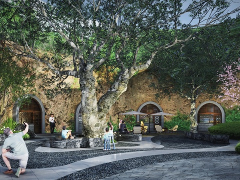 Northwest Natural Landscape of Modern Cave Dwelling Homestay
