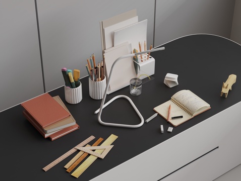 Stationery notepad paper ruler pen holder simple desk lamp