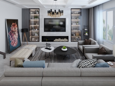 Modern Style Living Room Modern Guest Dining Room Living Room Dining Room Sofa Hanging Painting