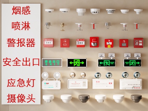 Smoke Sprinkler Safety Exit Emergency Light Camera