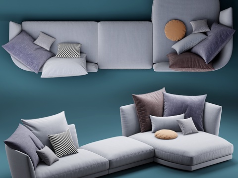 Italian-style multi-person sofa corner leisure sofa