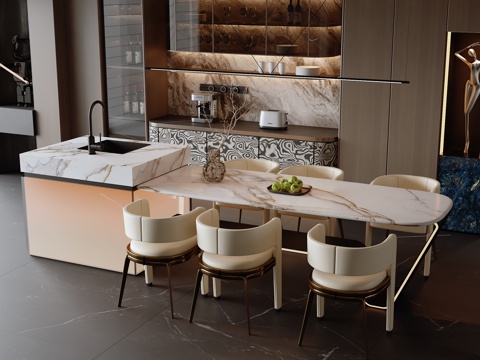 Modern Affordable Luxury Style Nakajima Dining Table and Chair Combination