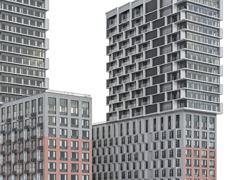 Appearance of modern high-rise residential buildings