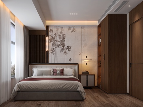 New Chinese Master Bedroom Second Bedroom Elderly Room