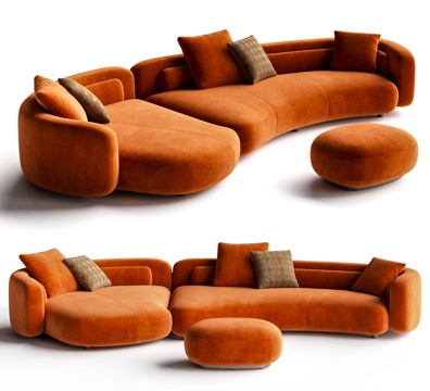 Minotti Bezier Fabric Sofa Curved Sofa Shaped Sofa
