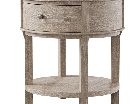 Neo-Chinese Style Round Solid Wood Bedside Table