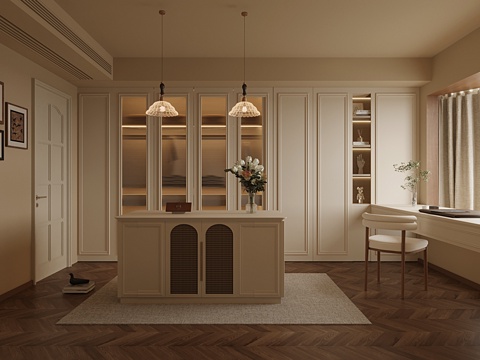 French Cream Style Cloakroom Wardrobe Jewelry Cabinet