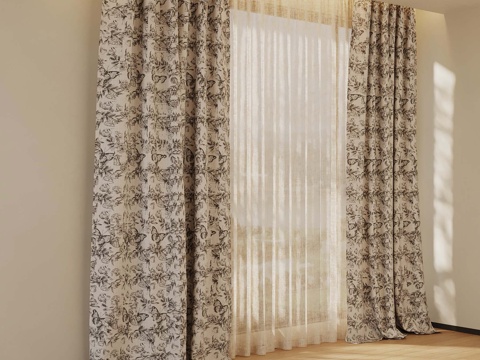 French Curtain Floral Curtain Gauze Curtain