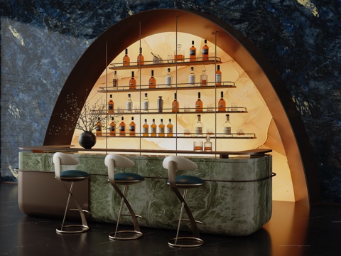Modern Affordable Luxury Style Sales Office Water Bar Area