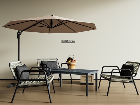 Outdoor Leisure Table and Chair Sunshade Umbrella Outdoor Table and Chair Outdoor Dining Table and Chair Retro Modern Outdoor Chair