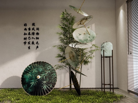 Oil Paper Umbrella Art Device Bamboo Culture Oil Paper Umbrella Art Display Ancient Style Oil Paper Umbrella Decoration Oriental Aesthetic Dress