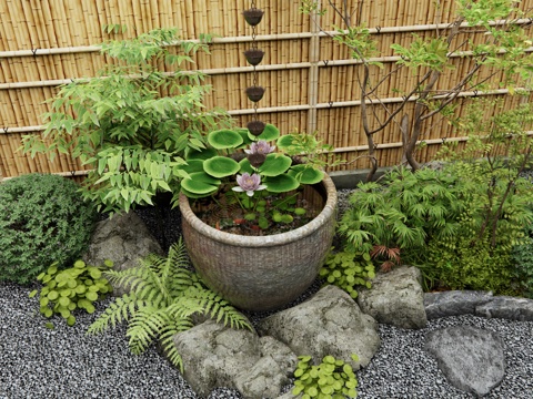 Neo-Chinese Style water tank fish tank lotus tank courtyard sketch plant combination dry landscape water bowl