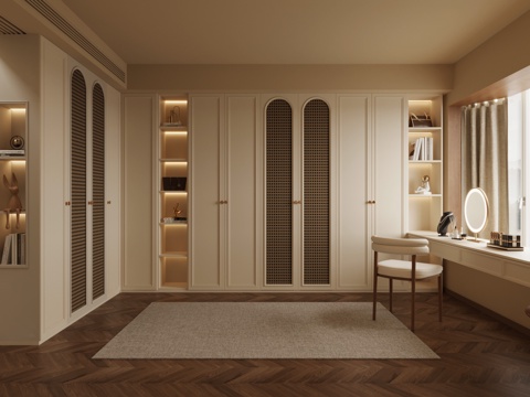 French Cream Style Cloakroom Wardrobe Jewelry Cabinet