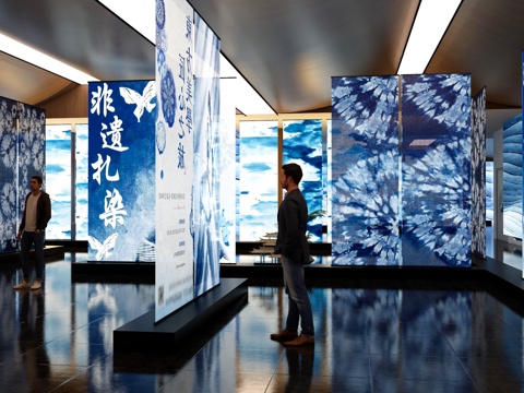 New Chinese-style Non-heritage Exhibition Hall Non-heritage Culture Tie-dye Exhibition Hall Tie-dye Exhibition Space Tie-dye Art Culture
