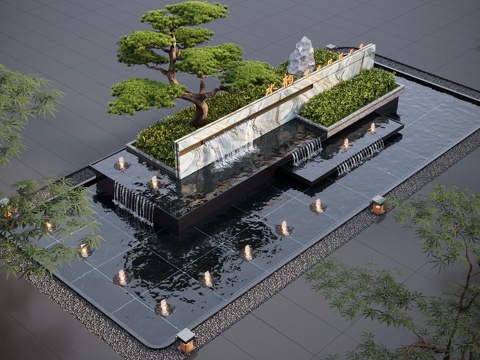 Modern Water Landscape Courtyard Waterscape Water Bowl Water Dropping
