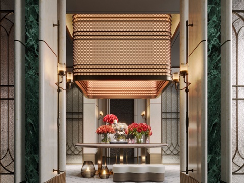 Modern Hall Hotel Hall Club Hall Floriculture Table Combination Screen