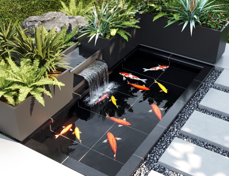 Modern Garden Landscape Courtyard Waterscape Fishpond Landscape Plants