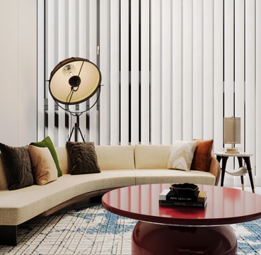 Modern Special-shaped Sofa Sofa Coffee Table Combination Floor Lamp Sofa Pillow