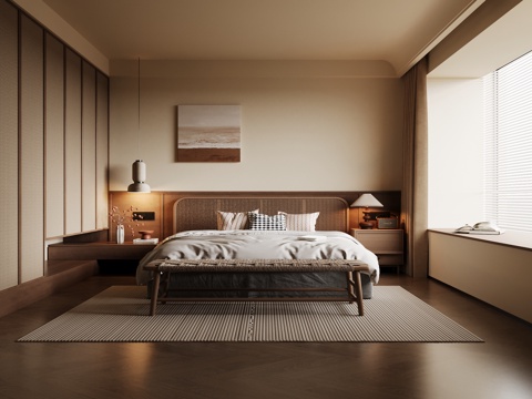 Middle Ancient Neo-Chinese Style Home Bedroom Master Bedroom Bay Window Bedroom Without Main Lamp Bedroom Song